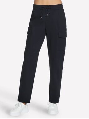 Skechers Black Cargo Slip On Pants with Drawstring Waist Large NWT